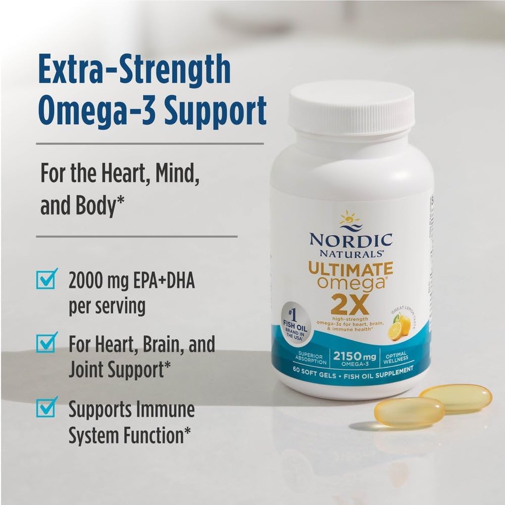 Nordic Naturals Ultimate Omega 2X, Lemon Flavor - 120 Soft Gels Without Box