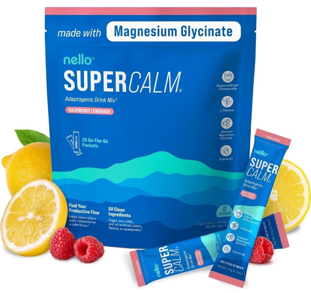 Supercalm Drink Mix - Raspberry Lemonade - Relaxation, Focus, No Sugar 20 Ct