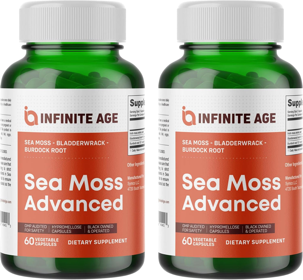 INFINITE AGE 2 Pack of 1250mg Sea Moss Advanced Superfood Capsules, 120 Count