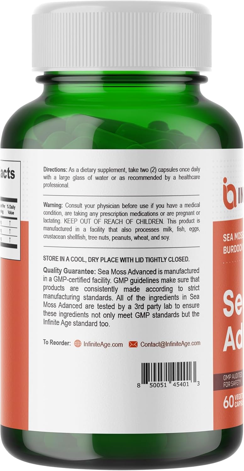 INFINITE AGE 3 Pack of 1250mg Sea Moss Advanced Superfood Capsules, 180 Count