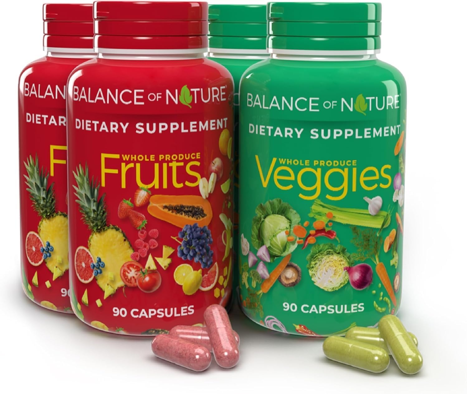 Balance of Nature Fruits & Veggies Capsules – Whole Food Dietary Supplement for Energy, Digestion & Immune Support (90 Count)