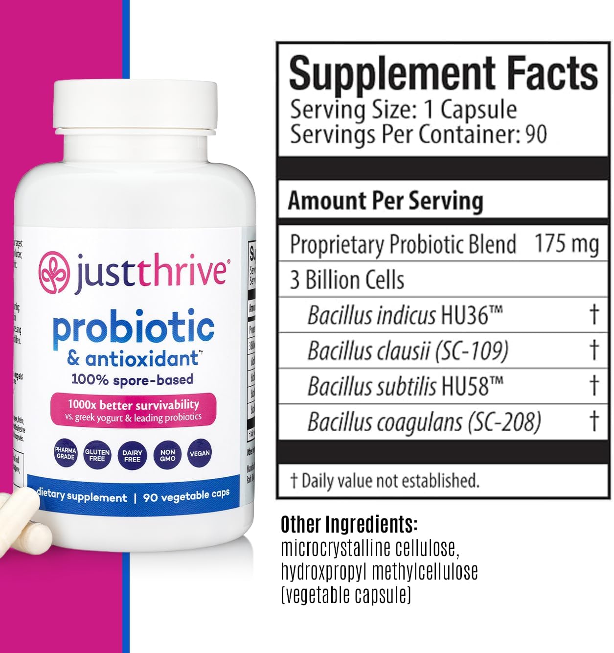 Just Thrive: Probiotic & Antioxidant 90 Veg Caps
