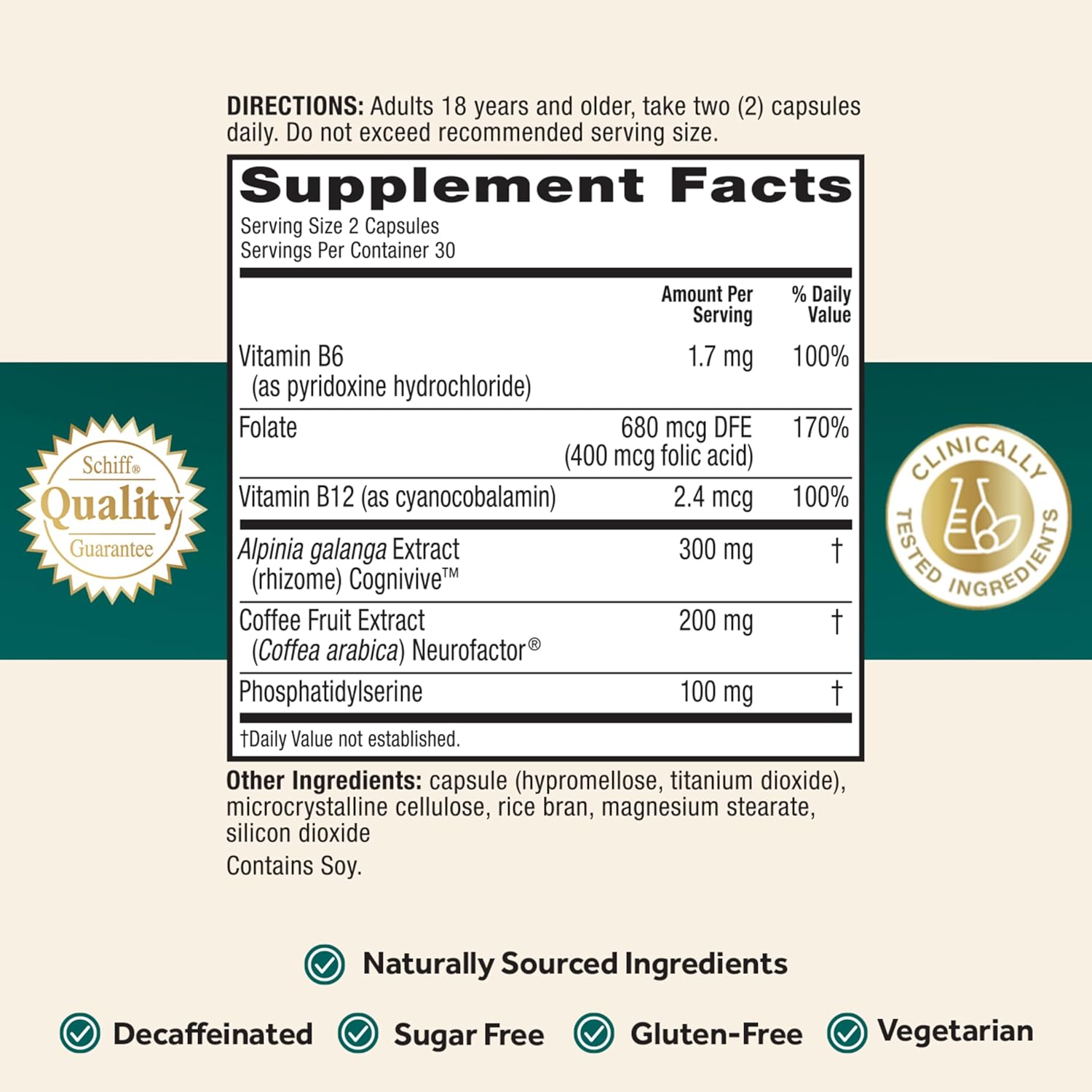 NEURIVA Ultra Decaffeinated Clinically Tested Nootropic Brain Supplement for Mental Alertness, Memory, Focus