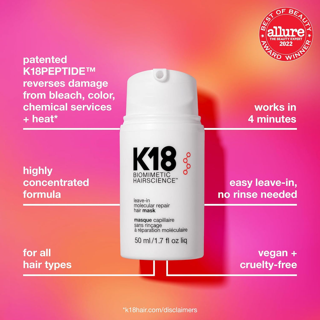 K18 Leave-In Molecular Hair Repair Mask – Damage Repair Treatment for Stronger, Smoother Hair (50ml)
