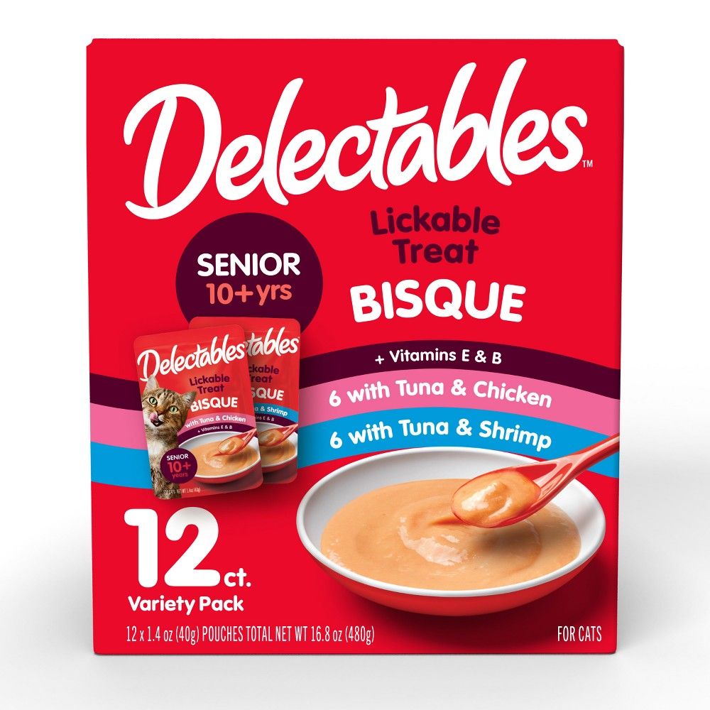 Hartz Delectables Bisque for Kittens, Lickable Wet Treats, 12-Count