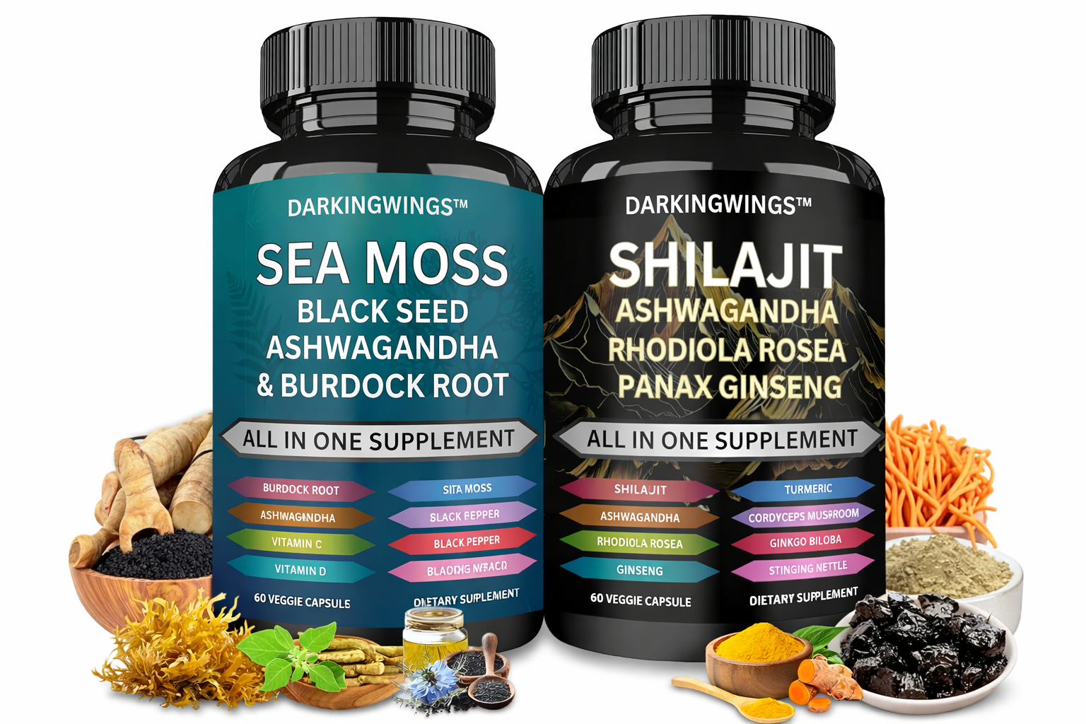 Darkingwings Sea Moss + Shilajit Bundle – Herbal Energy, Immunity & Wellness Support Supplement