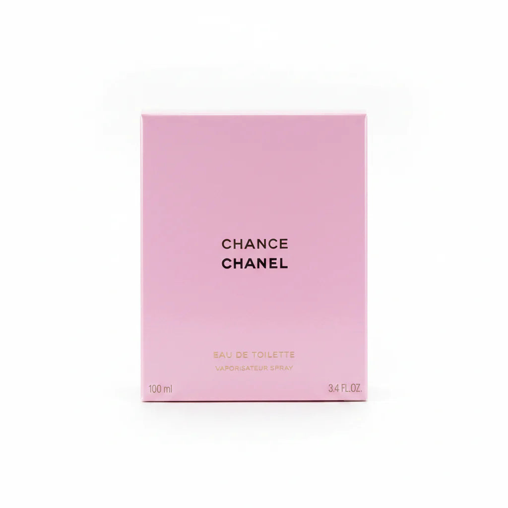 Chanel Chance perfume box on a gray surface