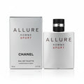 Chanel Allure Homme Sport perfume bottle and packaging on a gray background