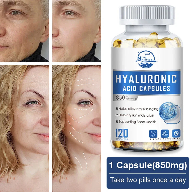 Hyaluronic Acid Anti Aging Hydrating Capsules Wrinkles Fine Lines Joint Health 60 CAPSULES